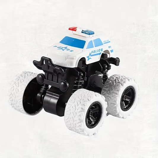 2-Pack Police Car Toys for Boys, 360° Rotating 4-Wheel Drive Inertia Stunt Cars, Friction Powered Off-Road Vehicles