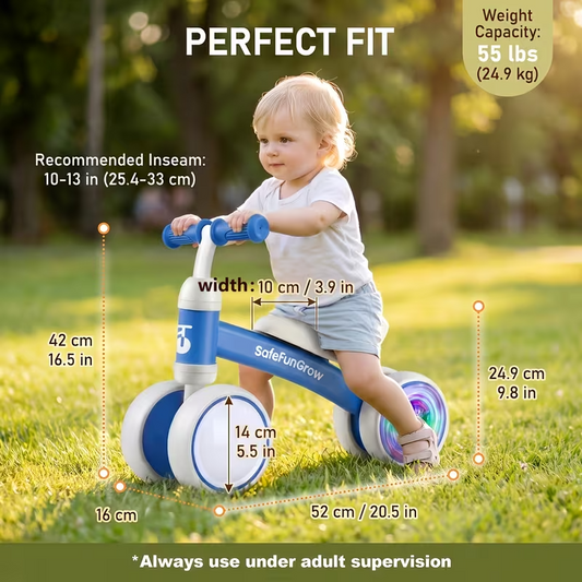 Toddler Balance Bike for 10-36 Months, 4-Wheel Baby Ride-On Toy, Battery-Free First Training Bike
