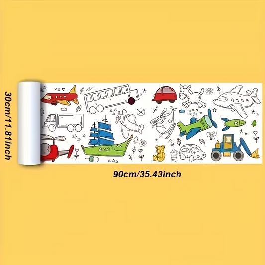 3-Roll Doodle Scroll Drawing Paper Set for Kids Ages 3+, Creative Painting & Coloring Activity, Animal & Fruit Designs