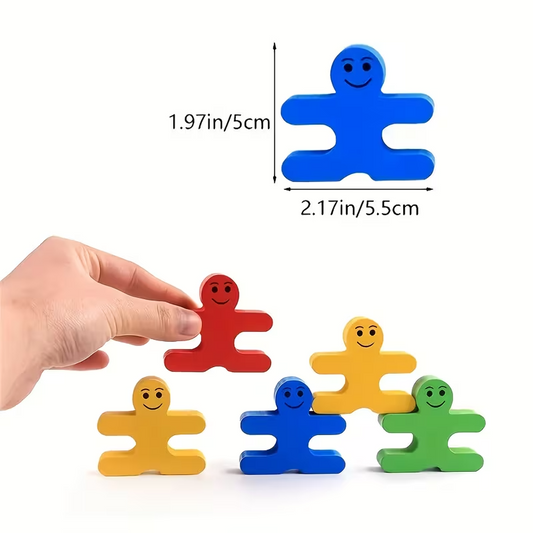 Wooden Stacking Balance Blocks for Kids, Color Recognition & Matching Educational Toy, Cognitive Learning Game