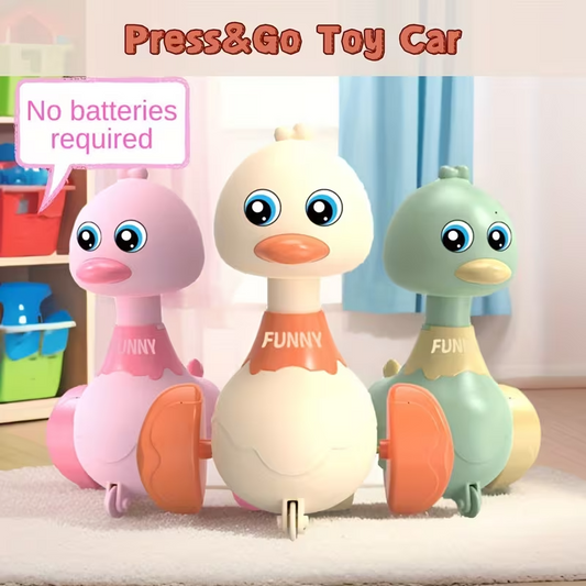 Press Toy Car for Kids, Cute Swing Duck Push Car Toy, No Battery Required, 1/3 Piece Set, Random Color