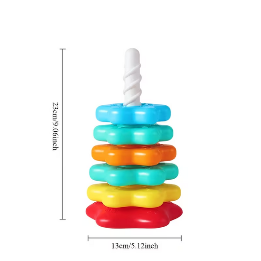 6-Layer Rainbow Spinning Stacking Tower Toy for Kids, Interactive Coordination & Stacking Game, Random Colors