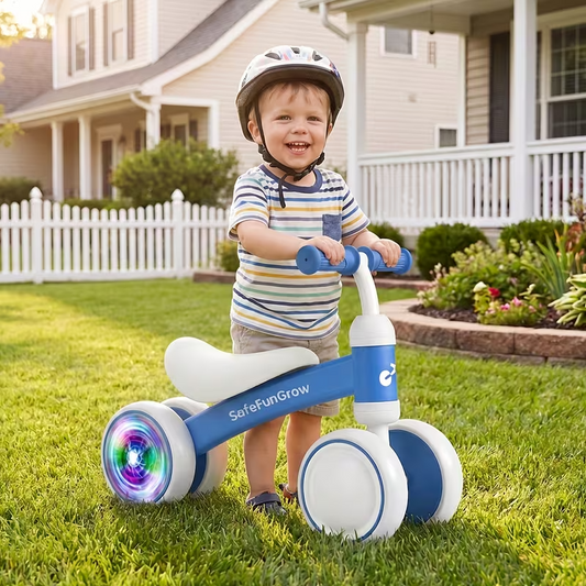 Toddler Balance Bike for 10-36 Months, 4-Wheel Baby Ride-On Toy, Battery-Free First Training Bike