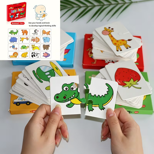 Toddler Memory Matching Game for Ages 2+, 16-Piece Animal & Object Puzzle Cards, Cognitive Learning Educational Toy