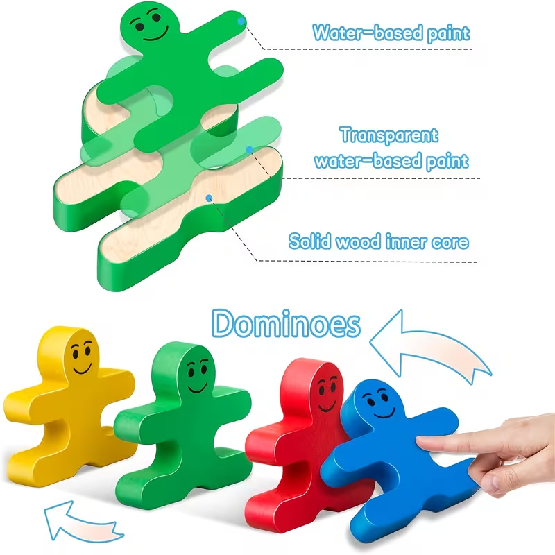 Wooden Stacking Balance Blocks for Kids, Color Recognition & Matching Educational Toy, Cognitive Learning Game