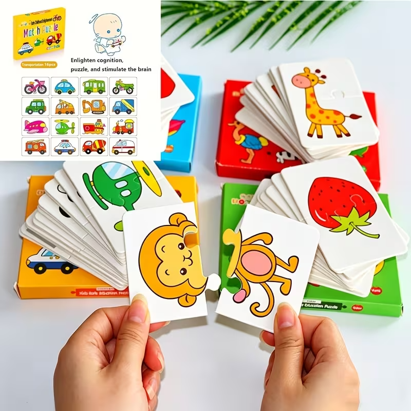 Toddler Memory Matching Game for Ages 2+, 16-Piece Animal & Object Puzzle Cards, Cognitive Learning Educational Toy