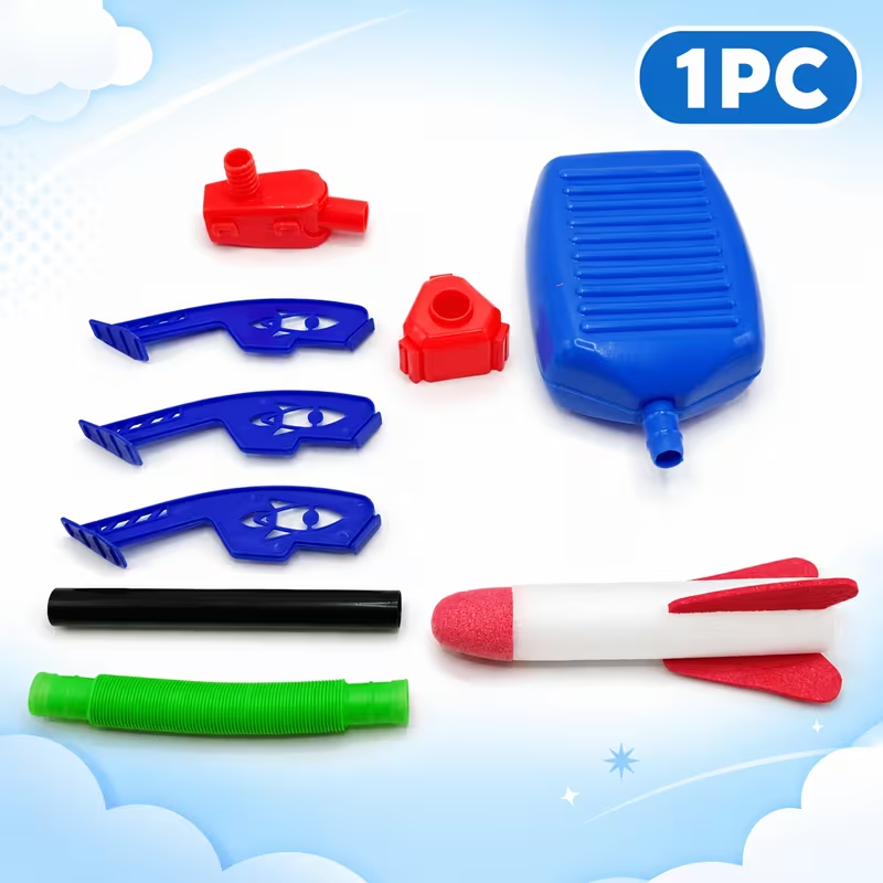 Outdoor Pedal Rocket Launch Toy Set, Manual Stomp Rocket with Colorful Plastic Rocket, 1 Piece, Random Color