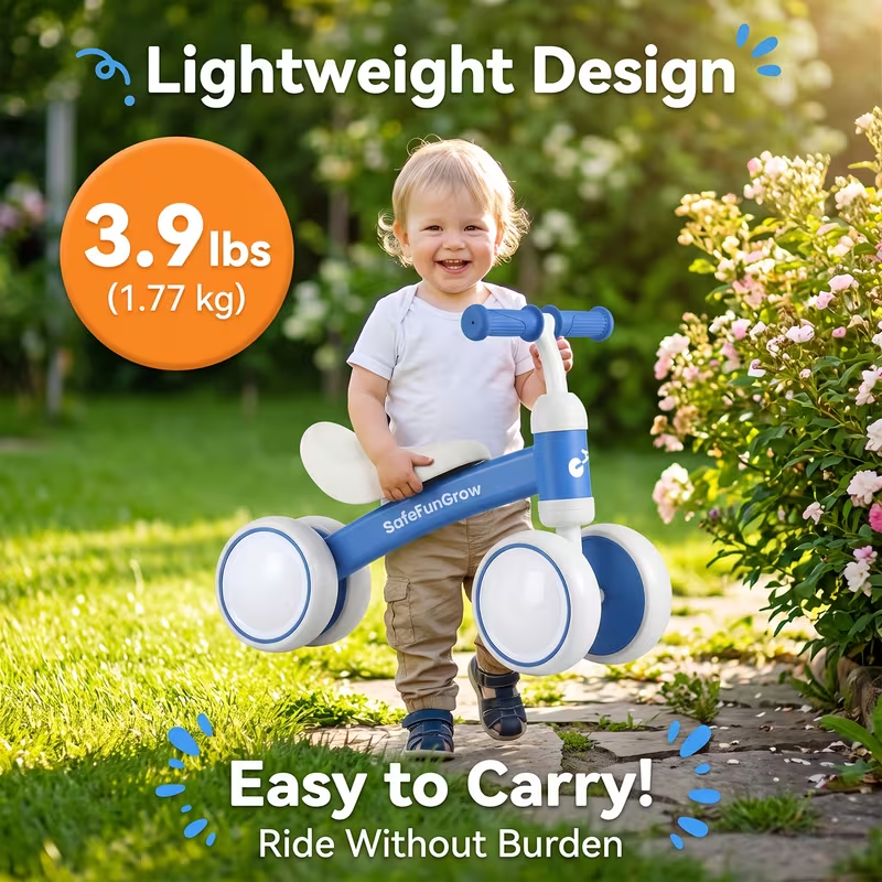 Toddler Balance Bike for 10-36 Months, 4-Wheel Baby Ride-On Toy, Battery-Free First Training Bike
