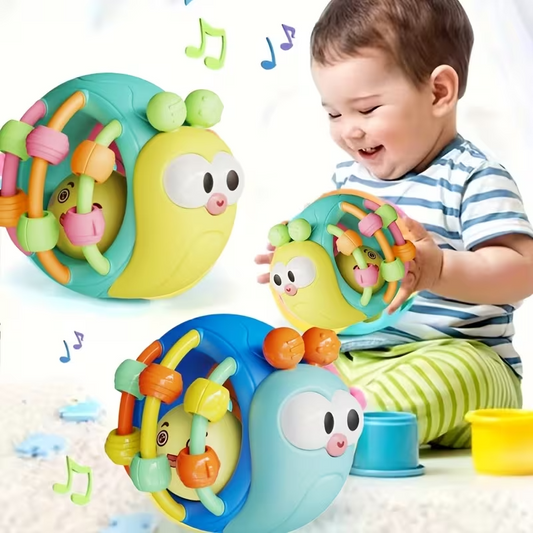 Baby Rattle Toy, Cute Snail & Elephant Handheld Rattle Ball, Infant Sensory Toy for Newborns, Plastic Baby Gift