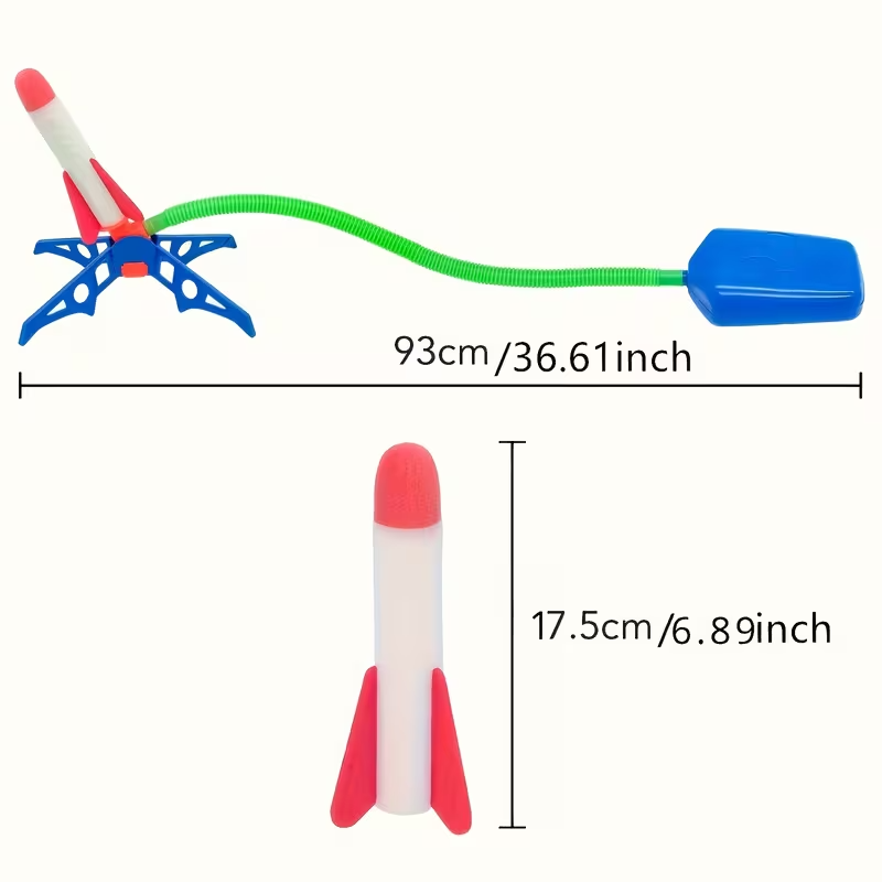 Outdoor Pedal Rocket Launch Toy Set, Manual Stomp Rocket with Colorful Plastic Rocket, 1 Piece, Random Color