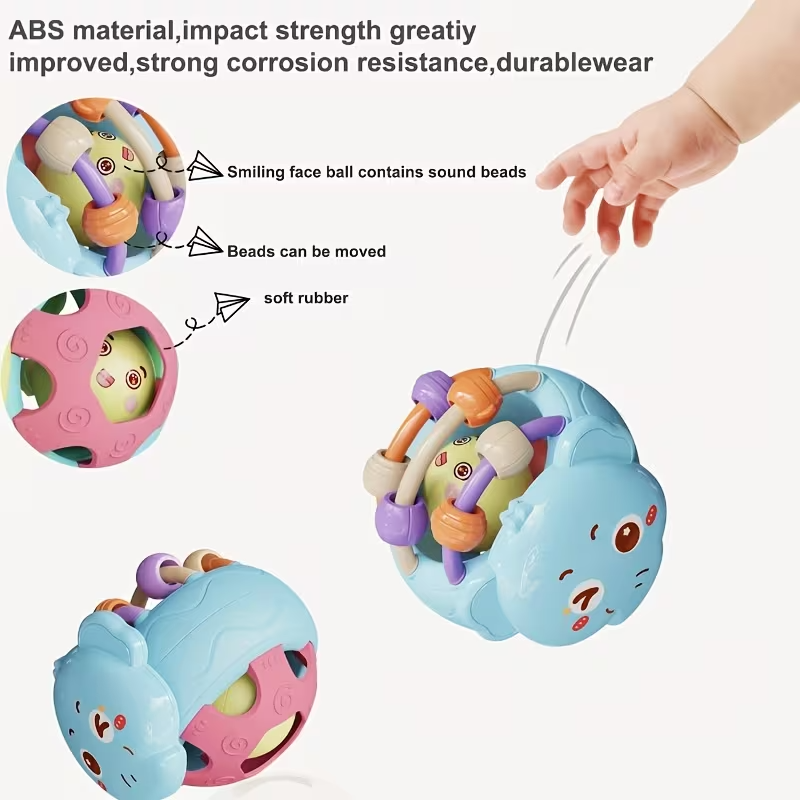 Baby Rattle Toy, Cute Snail & Elephant Handheld Rattle Ball, Infant Sensory Toy for Newborns, Plastic Baby Gift