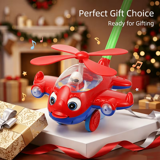 Airplane Push Walker Toy Car for Kids, Rotating Wings & Propeller, Multicolor Ride-On Push Toy for Indoor & Outdoor Play