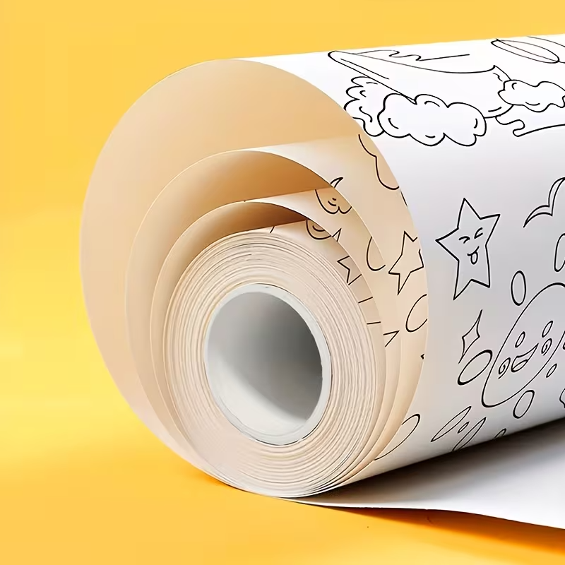 3-Roll Doodle Scroll Drawing Paper Set for Kids Ages 3+, Creative Painting & Coloring Activity, Animal & Fruit Designs