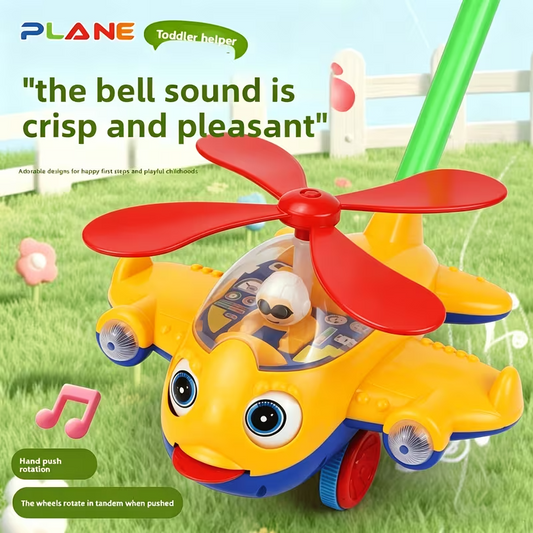 Airplane Push Walker Toy Car for Kids, Rotating Wings & Propeller, Multicolor Ride-On Push Toy for Indoor & Outdoor Play