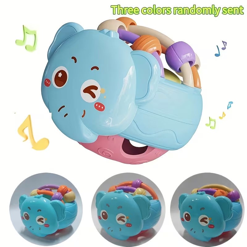Baby Rattle Toy, Cute Snail & Elephant Handheld Rattle Ball, Infant Sensory Toy for Newborns, Plastic Baby Gift