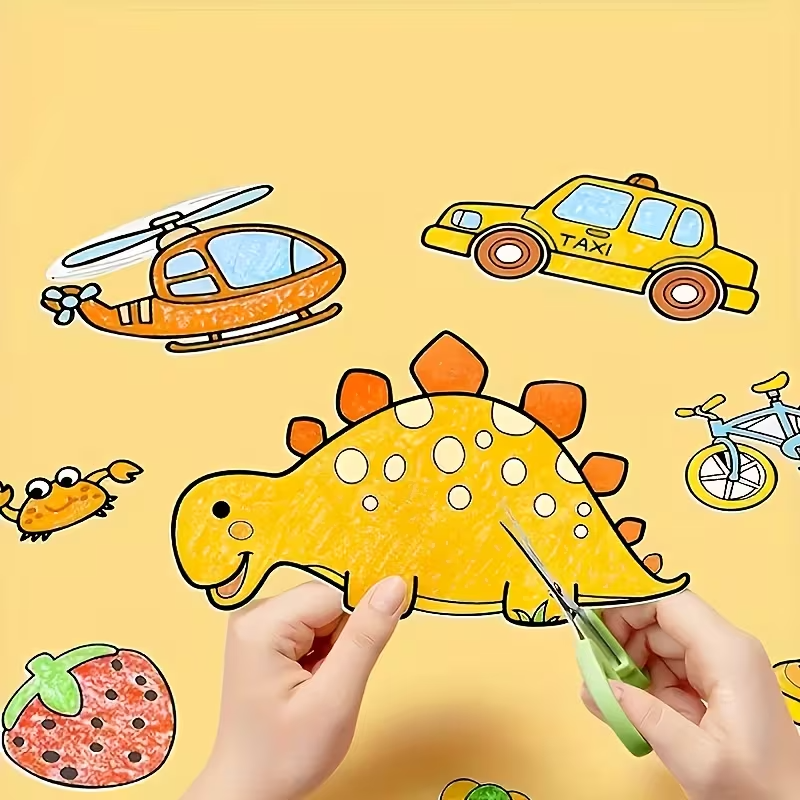 3-Roll Doodle Scroll Drawing Paper Set for Kids Ages 3+, Creative Painting & Coloring Activity, Animal & Fruit Designs